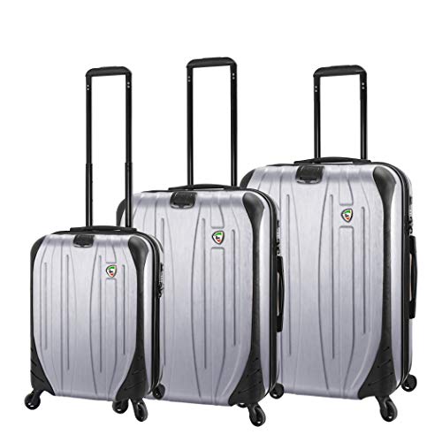 Mia Toro Italy Compaz Hard Side 3 Piece Spinner Luggage, Silver, One Size