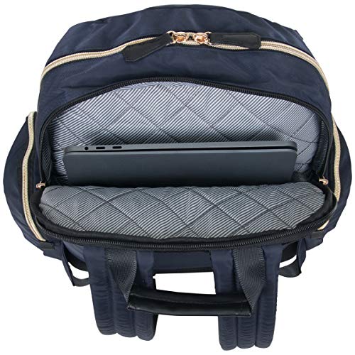 Kenneth Cole Reaction Women's Sophie Silky Nylon 15.0" Laptop & Tablet Anti-Theft RFID Backpack Laptop, Navy, One Size - backpacks4less.com