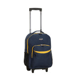 Rockland Luggage 17 Inch Rolling Backpack, Blue/Yellow - backpacks4less.com