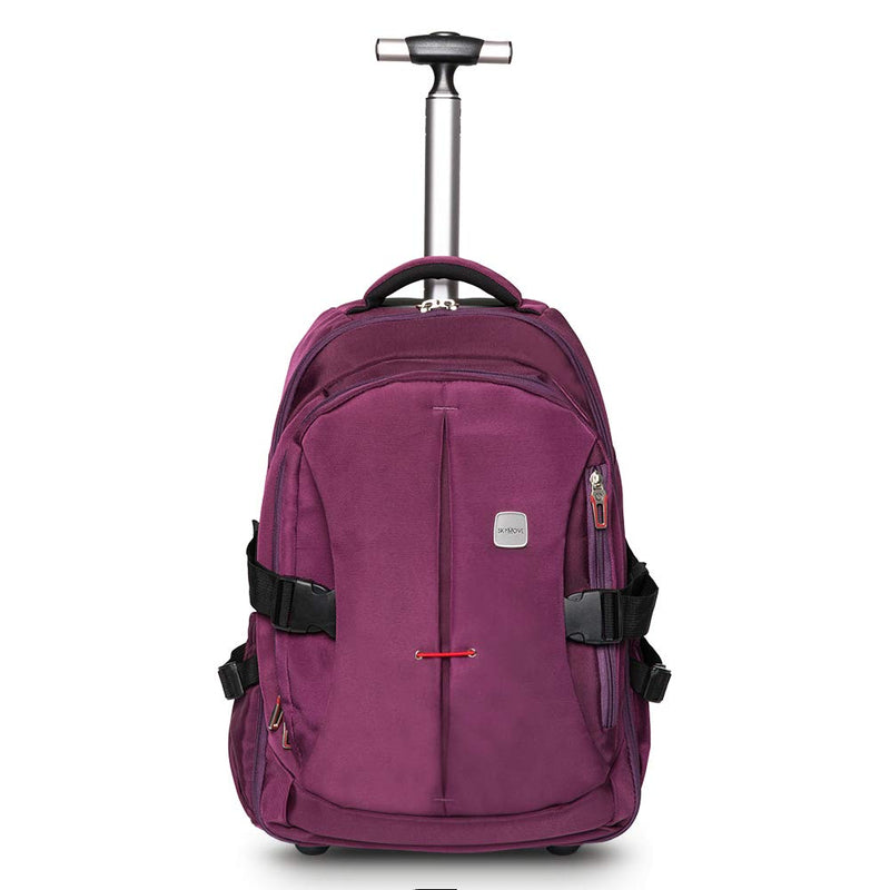 SKYMOVE 19 inches Waterproof Wheeled Rolling Backpack for Adults and School Students Laptop Books Travel Backpack Bag, Purple - backpacks4less.com