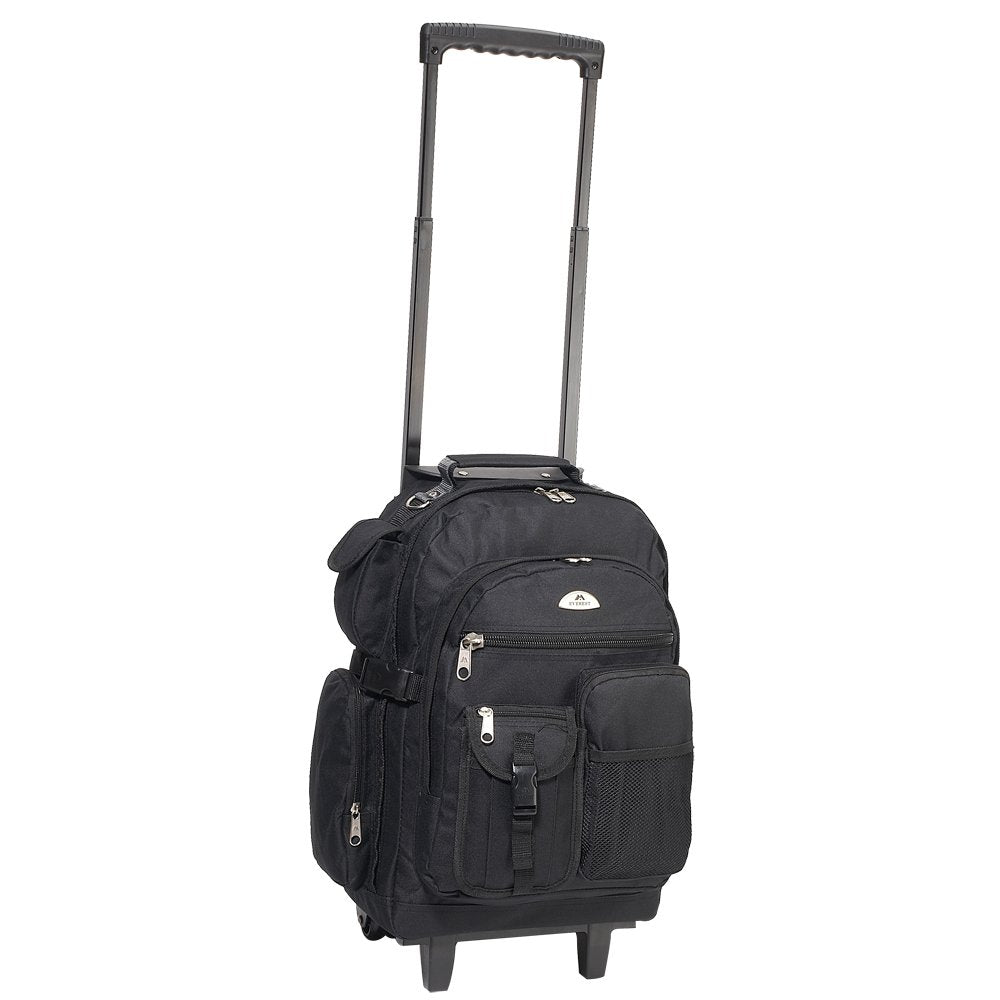 Everest Deluxe Wheeled Backpack, Black, One Size - backpacks4less.com