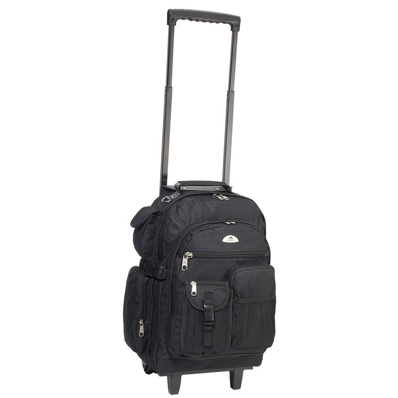 Everest Deluxe Wheeled Backpack, Black, One Size - backpacks4less.com