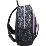 Eastsport Multi Pocket School Backpack, Black/Brush Stroke Print/Lilac Trim - backpacks4less.com