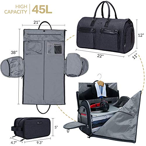 seyfocnia Convertible Travel Garment Bag,Carry on Garment Duffel Bag for  Men Women - 2 in 1 Hanging Suitcase Suit Business Travel Bag