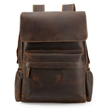 Tiding 15.6 Inch Vintage Men's Crazy Horse Cowhide Real Leather Laptop Backpack Large Capacity Travel Bag Bookbag with YKK Zipper