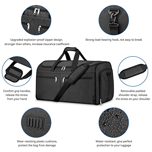 Garment Bag for Travel, Carry On Garment bag, Convertible Duffel Bag with  Shoe Compartment, Perfect for Business Trips and Weekend Getaways, Black