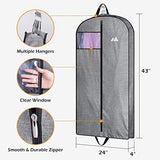 MISSLO 43" Heavy Duty Hanging Garment Bags for Travel Suit Bag for Men Waterproof Oxford Fabric Suit Cover for Traveling Monogrammed Closet Clothes Storage - backpacks4less.com