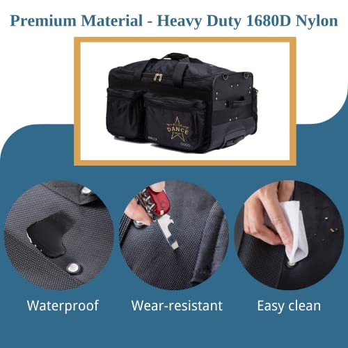 Professional Garment Duffel Bag for Dancer, 28 Inch Dance Bag with Garment Rack and Wheels for Competition, Collapsible, Water Resistant Premium Exterior Nylon Fabric - backpacks4less.com