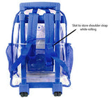 Rolling Clear Backpack Heavy Duty Bookbag See-thru Workbag Travel Daypack Transparent School Luggage with Wheels Royal Blue - backpacks4less.com