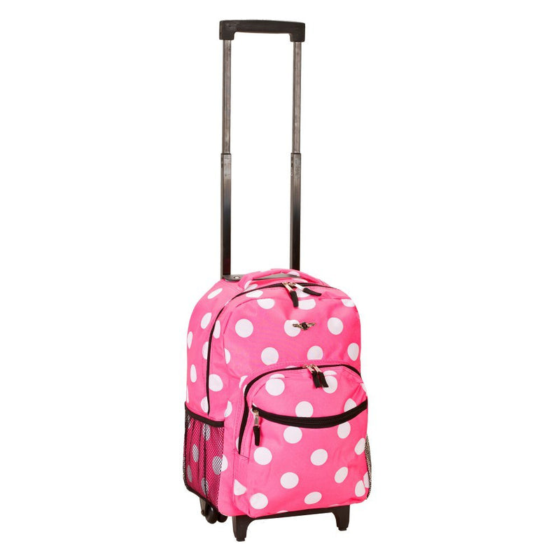 Rockland Luggage 17 Inch Rolling Backpack, PINKDOT - backpacks4less.com