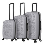 Mia Toro Italy Molded Art Mozaic Hard Side Spinner Luggage 3 Piece Set, Silver, One Size