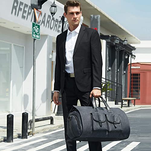 Carry-on Garment Bag Large Duffel Bag Suit Travel Bag Weekend Bag Flight Bag with Shoe Pouch for Men Women (Black) - backpacks4less.com