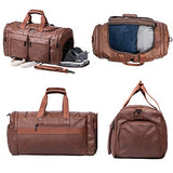 Leather Travel Bag with Shoe Pouch,Weekender Overnight Bag Waterproof Leather Large Carry On Bag Travel Tote Duffel Bag for Men or Women-Brown - backpacks4less.com