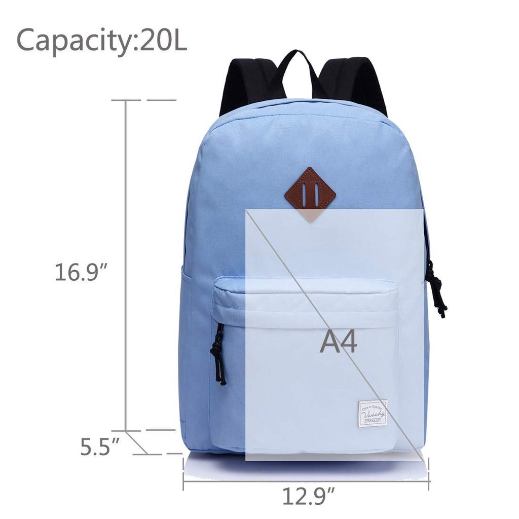 Lightweight Backpack for School, VASCHY Classic Basic Water Resistant Casual Daypack for Travel with Bottle Side Pockets (Lavander) - backpacks4less.com