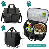 PetAmi Dog Travel Bag | Airline Approved Tote Organizer with Multi-Function Pockets, Food Container Bag and Collapsible Bowl | Perfect Weekend Pet Travel Set for Dog, Cat (Charcoal, Large) - backpacks4less.com