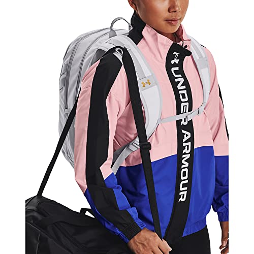 Under Armour Hustle 5.0 Team Backpack, (100) White / / Metallic Gold, One Size Fits All