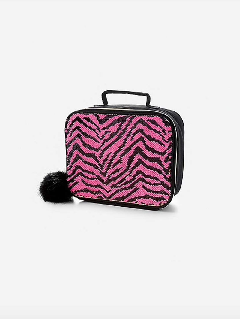 Reversible Sequin Flip Color Change Pink Insulated School Lunch