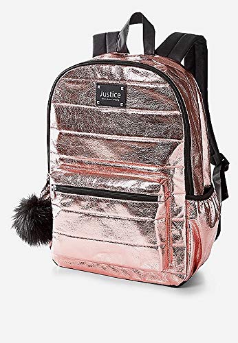 Justice Rose Gold Quilted Backpack - backpacks4less.com