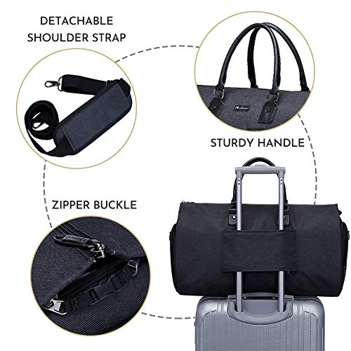 Carry on Garment Bags for Travel Leather Garment Duffel Bag for Men with Shoe compartment,waterproof Convertible Hanging Mens
