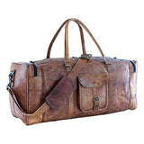 KPL 21 Inch Vintage Leather Duffel Travel Gym Sports Overnight Weekend Duffle Bags for men and women - backpacks4less.com