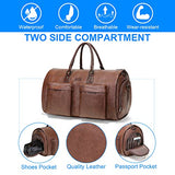 Modoker Convertible Leather Garment Bag, Carry on Garment Bags for Travel Waterproof Garment Duffel Bag Gifts for Men Women Business - 2 in 1 Hanging Suitcase Suit Travel Bags in Brown - backpacks4less.com