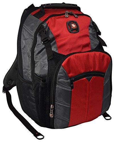 SwissGear Sherpa 16" Padded Laptop Backpack/School Travel Bag-Red - backpacks4less.com