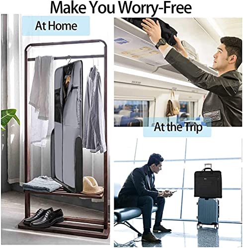 Garment Bags for Travel, Large Suit Travel Bag for Men Women with Shoulder Strap, Mancro Foldable Carry On Garment Bag Gifts for Business Trip - 2 in 1 Hanging Suitcase Luggage Bags for Travel, Black - backpacks4less.com