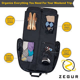 ZEGUR Suit Carry On Garment Bag for Travel & Business Trips With Shoulder Strap and Rolling Luggage Attachment Point - Black - backpacks4less.com