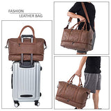 Leather Travel Bag with Shoe Pouch,Weekender Overnight Bag Waterproof Leather Large Carry On Bag Travel Tote Duffel Bag for Men or Women - backpacks4less.com