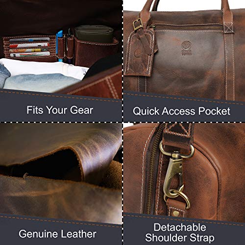 Leather Duffel Bags for Men - Holdall Airplane Underseat Carry on Luggage by Rustic Town