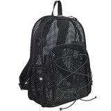 Eastsport Heavy Duty, Mesh, See-Through, Semi-Transparent Backpack with Bungee and Comfortable Padded Straps - Black - backpacks4less.com