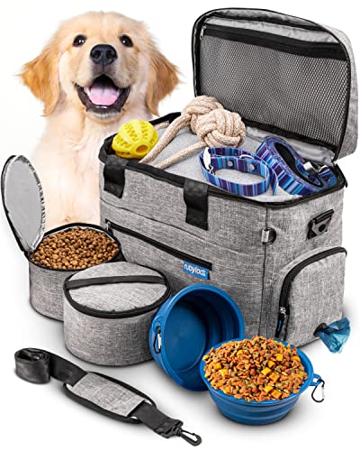 CLAWIST Dog Travel Bag with Treat Pouch, Airline Approved Dog Bags for  Traveling, 2 Dog Food Travel Container, 2 Travel Bowls, Weekend Dog Travel  Bag