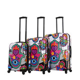 Mia Toro Italy-Hamsa Love S Hard Side Spinner Luggage 3pc Set, Multicolored, One Size