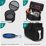 Dog Travel Bag by Modoker - Dog Travel Kit for a Weekend Away Set Includes Pet Travel Bag Organizer for Accessories, 2 Collapsible Dog Bowls, 2 Travel Dog Food Container (Black) - backpacks4less.com