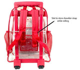 Rolling Clear Backpack Heavy Duty Bookbag See-thru Workbag Travel Daypack Transparent School Luggage with Wheels Red - backpacks4less.com