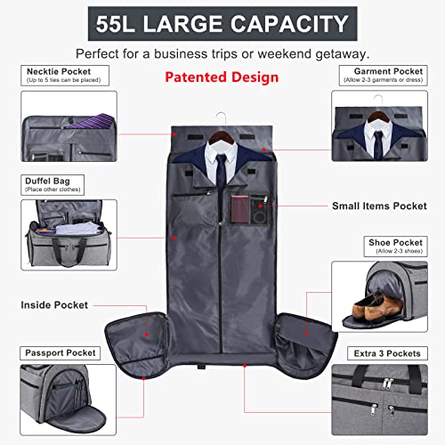 Carry on Garment Bag for Travel Business Trips, Bukere Convertible