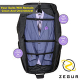 ZEGUR Suit Carry On Garment Bag for Travel & Business Trips With Shoulder Strap and Rolling Luggage Attachment Point - Black - backpacks4less.com
