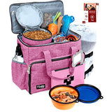 Dog Travel Bag Airline Approved for Dog and Cat Tote Organizer with Multi Function Pockets , 2 Food Containers and Collapsible Bowls , Weekend Away Dog Bag for Travel Accessories (Pink) - backpacks4less.com