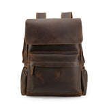 Tiding 15.6 Inch Vintage Men's Crazy Horse Cowhide Real Leather Laptop Backpack Large Capacity Travel Bag Bookbag with YKK Zipper - backpacks4less.com