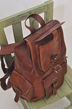 HLC 20" Genuine Leather Retro Rucksack Backpack Brown Leather Bag Travel Backpack for Men Women - backpacks4less.com
