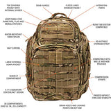 5.11 RUSH72 Tactical Backpack, Large, Style 58602, Multicam - backpacks4less.com