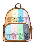 Loungefly Pokemon Eeveelutions Womens Double Strap Shoulder Bag Purse (Brown)