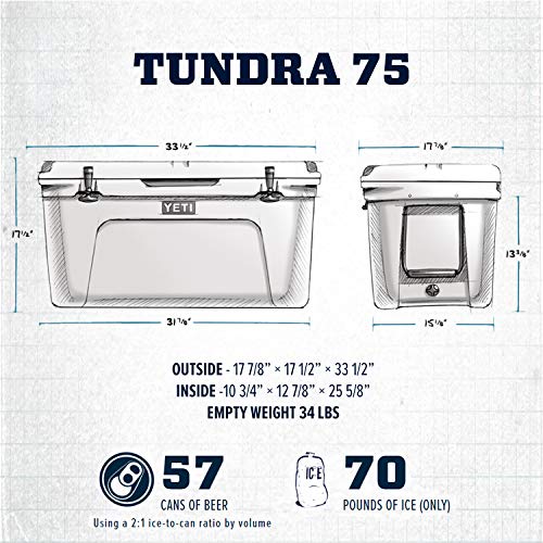 YETI Tundra 75 Cooler, White - backpacks4less.com