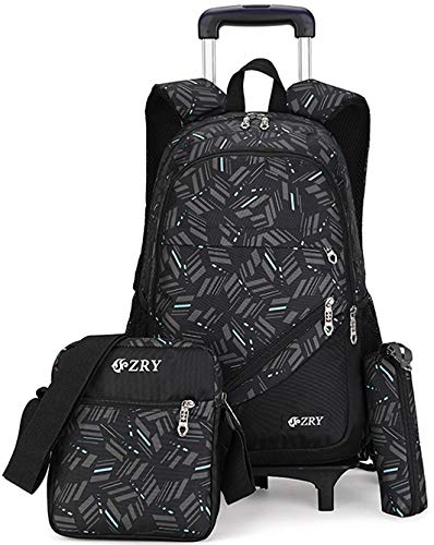 Girls Rolling Backpack With Wheels - Kids Travel Luggage With Lunch Bag & Pencil Case