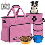 Dog Travel Bag Airline Approved for Dog and Cat Tote Organizer with Multi Function Pockets , 2 Food Containers and Collapsible Bowls , Weekend Away Dog Bag for Travel Accessories (Pink) - backpacks4less.com