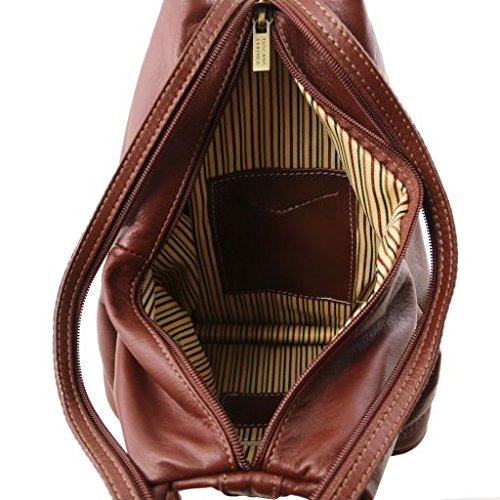 Tuscany Leather Shanghai Leather backpack Cognac - backpacks4less.com