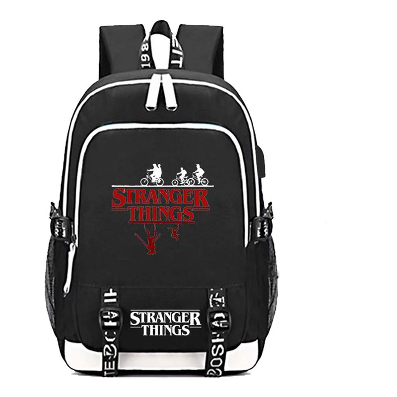 Aleven Stranger Things Backpack, Laptop Headphone Power Bank Backpack With USB Charging Porttravel Sport For Adult Men Women Boy Girl Black ... - backpacks4less.com