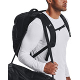 Under Armour Adult Hustle Pro Backpack , Black (001)/Metallic Silver , One Size Fits All