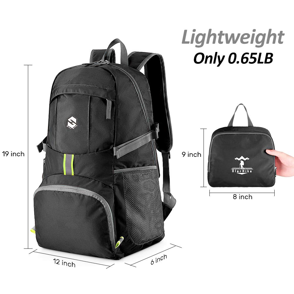 OlarHike Lightweight Travel Backpack, 35L Water Resistant Packable Traveling/Hiking Backpack Daypack for Men & Women, Multipurpose Use, Black OlarHike Lightweight Travel Backpack, 35L Water Resistant Packable Traveling/Hiking Backpack Daypack for Men & Women, Multipurpose Use, Black