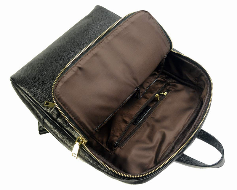 Coolcy Hot Style Women Real Genuine Leather Backpack Fashion Bag (Black) - backpacks4less.com